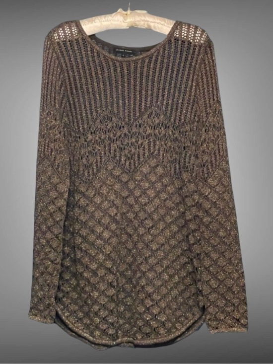 Jean Pierre Sweaters - JEAN PIERRE GOLD AND BLACK OPEN KNIT SWEATER SIZE LARGE